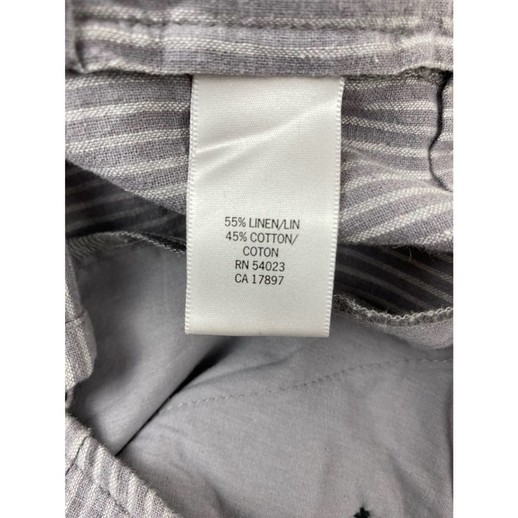 Banana Republic Women's Size 4 Gray Striped Linen Blend Button Flat Front Shorts - Picture 6 of 7